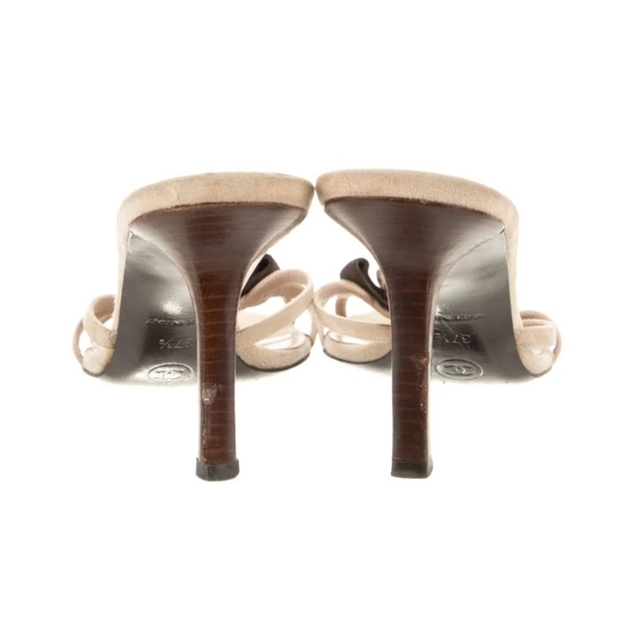 Chanel Slides Suede  Sandals with Flower decoration sz 37.5EU - Picture 4 of 5